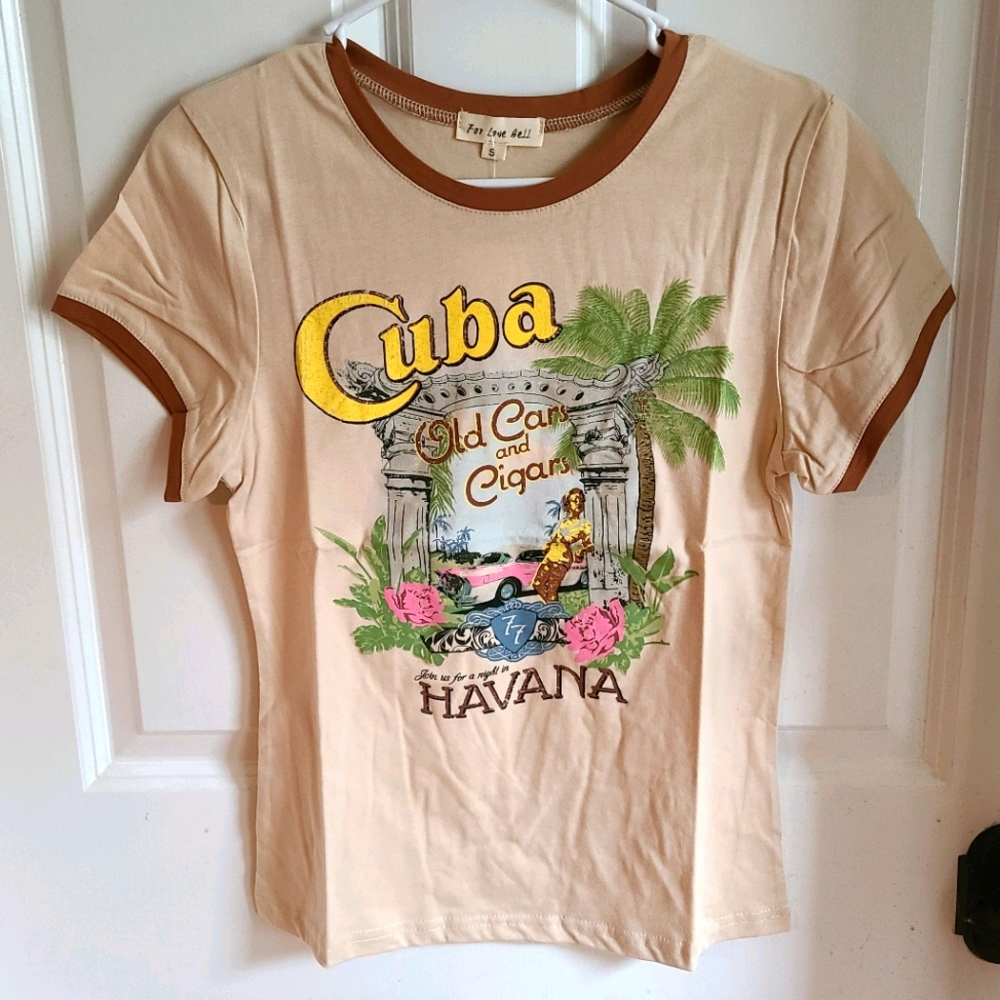 Cuba Graphic Beige T-Shirt